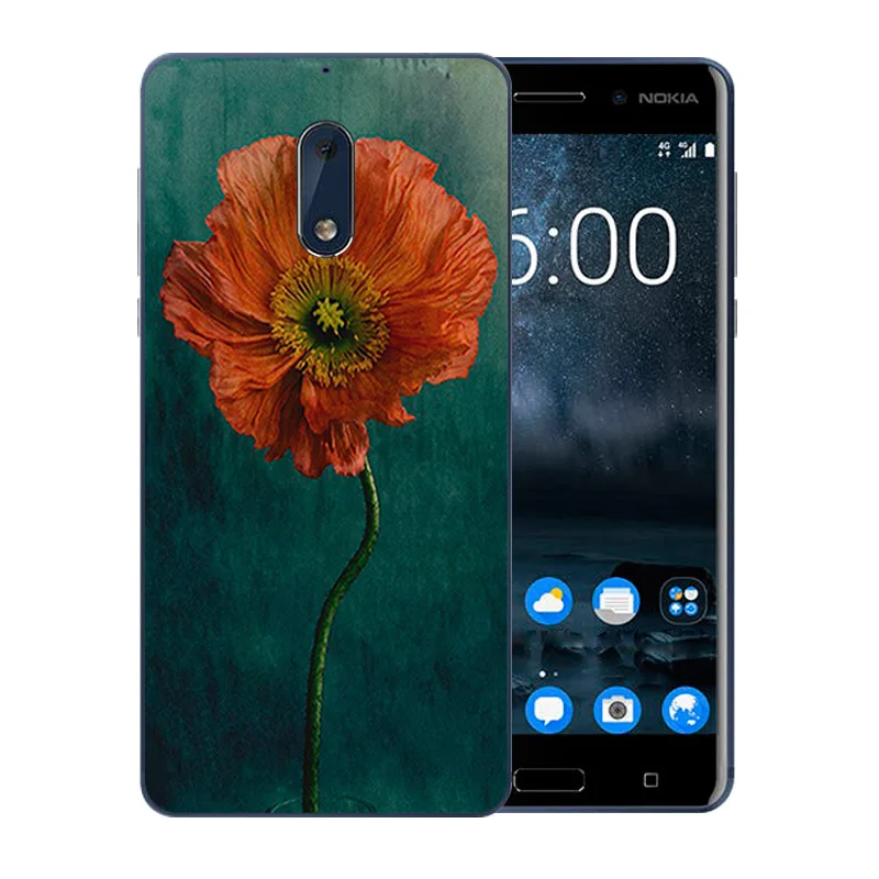 Phone Case For Nokia 6 Soft TPU Silicone Slim Ultrathin Blossom Pattern Fashion Luxury Back Cover Nokia6 Matte Protect Shell |