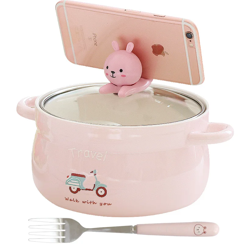 Креативная Kawaii большая лапша быстрого приготовления Ланч бокс с вилкой