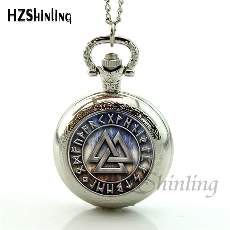 Новинка 2017 винтажное ожерелье Valknut Viking Norses с треугольным узором карманные часы