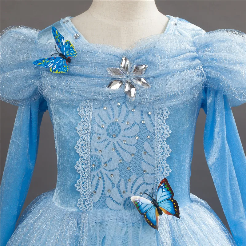 Princess Cinderella Dress for Girls Long Sleeve Sandy Cosplay Fancy Party Christmas Costume Holiday Grown | Детская одежда и обувь