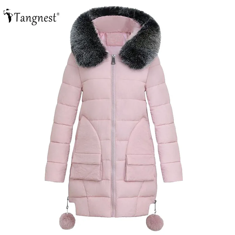TANGNEST/Для женщин зимние элегантные пальто Новинка 2017 года Европейский Твердые