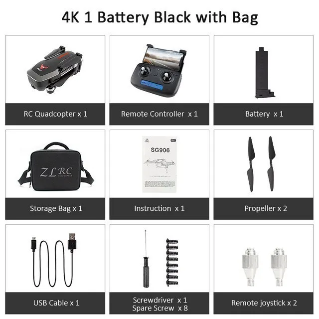 SG906 мини Дрон gps 5G wifi FPV RC Дрон 4K бесщеточный селфи Дрон с камерой HD Квадрокоптер складной Дрон VS F11 CG033 H117S - Цвет: 4K-Black-1Battery-B