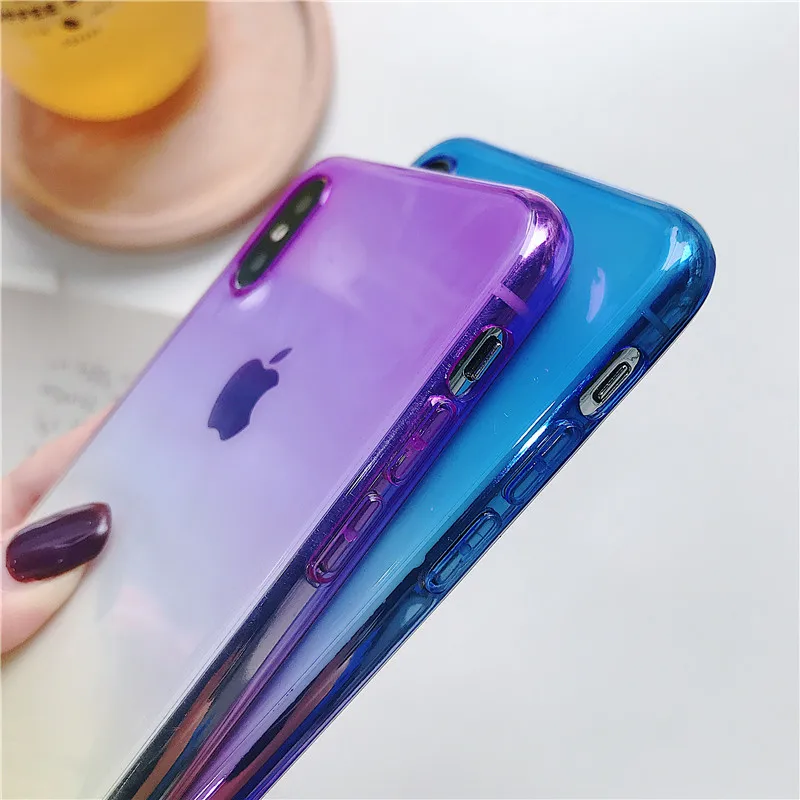 Colorful Gradient Rainbow Phone Case For iPhone X XS MAX XR 10 Soft TPU Silicone Cover iphone 6 7 8 6S Plus Clear Back Shell |