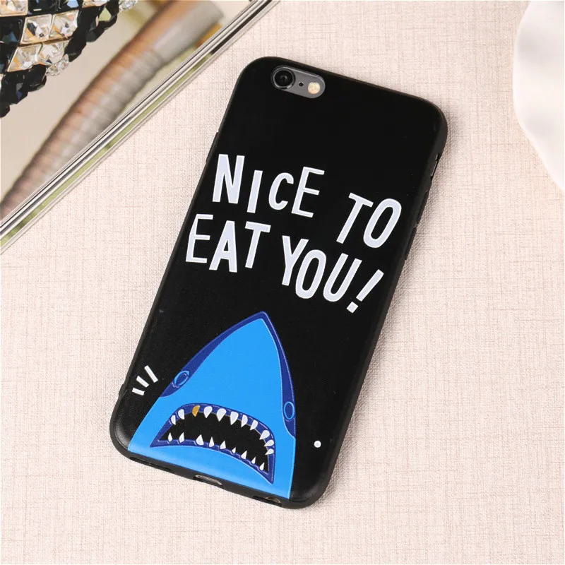 3D рельеф Мультфильм Акула камуфляж мягкий тонкий Коке Дело Чехлы для iPhone 6 6S плюс