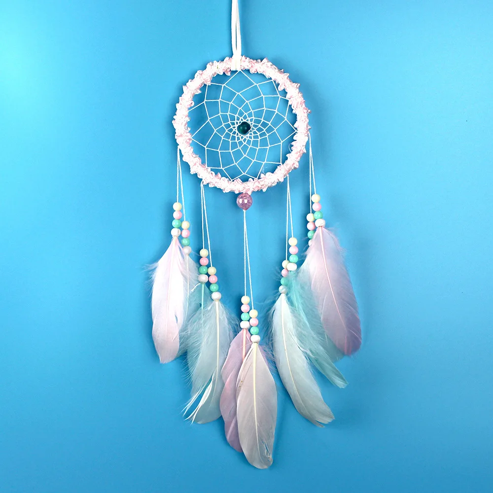 Ручной работы Ловец снов из перьев украшение для комнаты девочки dreamcatchers китайские колокольчики для улицы подвесное украшение