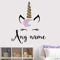 custom name unicorn monogram theme wall sticker vinyl home decor for girls room decal nursery cartoon wallpaper murals b699