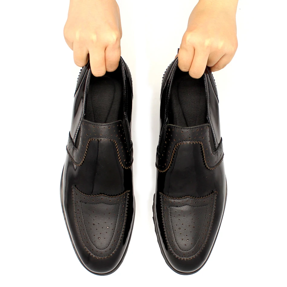 Туфли мужские из воловьей кожи на толстой подошве увеличивающие рост | Обувь