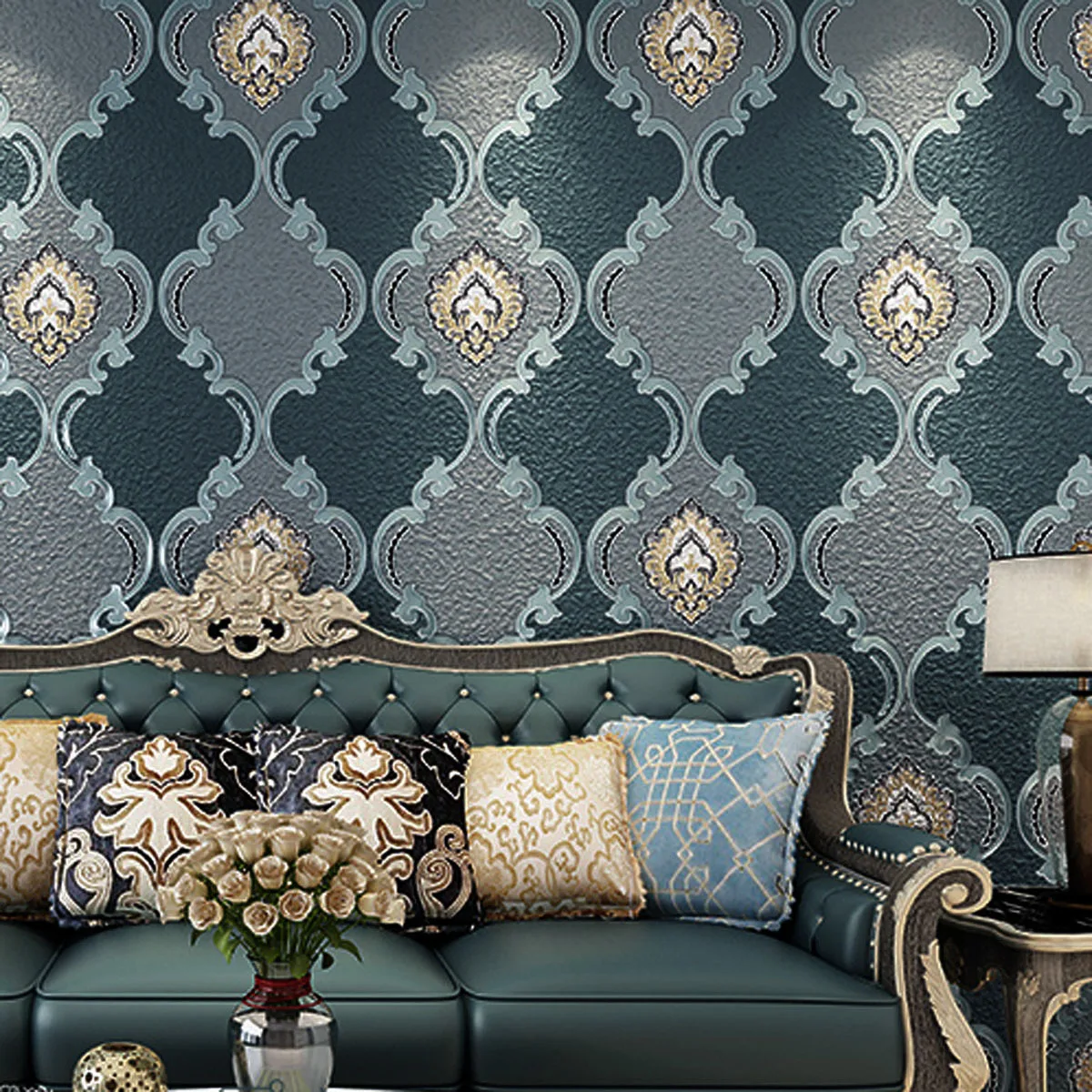 

Luxury Thicken Suede Fabric Dark Green Geometric Wallpaper 3d For Living Room Home Decor Coffe Purple Tv Background Wallpapers