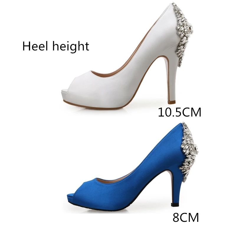 

Jiabaisi shoes Wome's Luxurious Diamonds Platform pumps Satin Open toe Heels 2019 New Large size Wedding Party Sandals