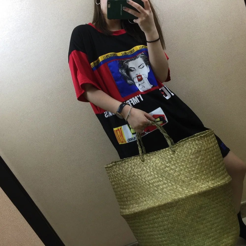 Лето 2017 г. женские хлопок платье с лифом футболкой Повседневная негабаритных