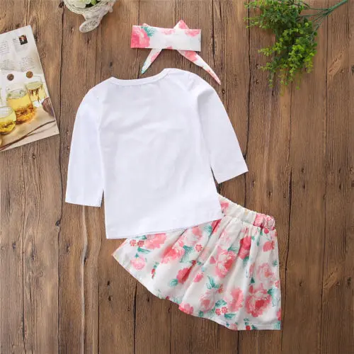 pudcoco Newest Arrivals Hot Infant Newborn Toddler Adorable Girl Heart Tops T-shirt Floral Dress Headband Clothes Outfit Set | Детская