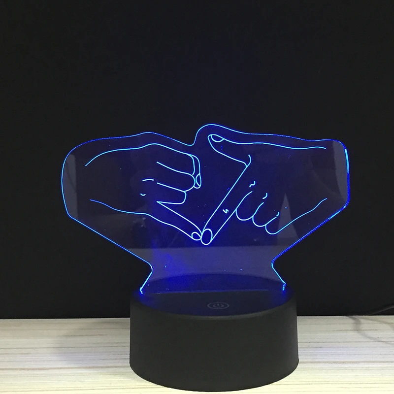 Valentine's Day colorful 3D Light love gesture action touch lights LED RGB Valentine gift present Night lamp remote lighting | Лампы и