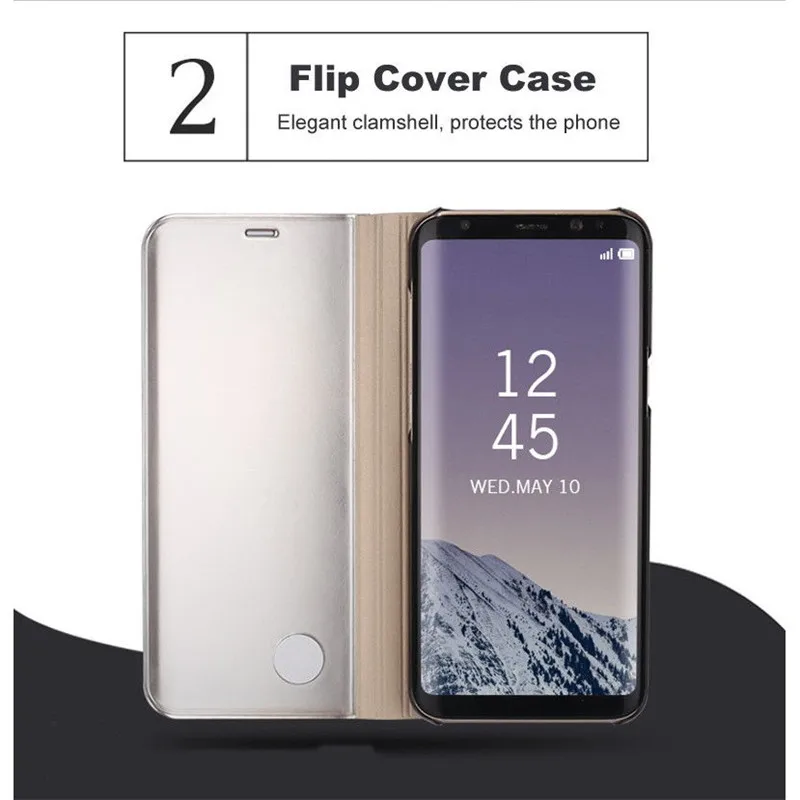 Для samsung Galaxy S6 Edge S7 Edge S8 Plus S9 Plus Note 4 5 Note8 Note9 Роскошный прозрачный зеркальный кожаный флип-чехол с подставкой