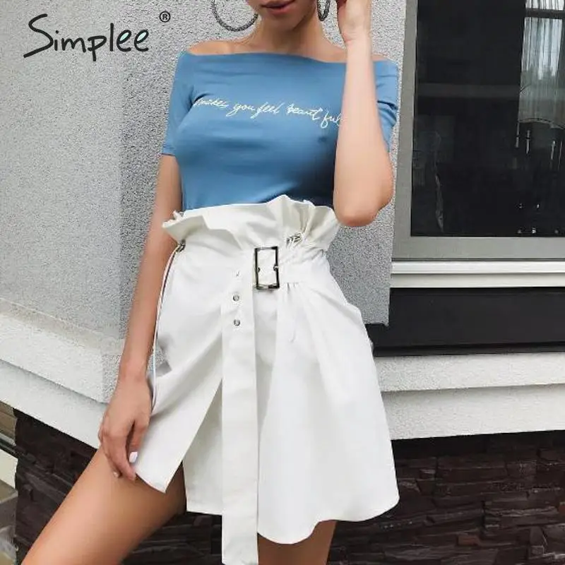 Simplee A-Line с завышенной талией женская юбка Элегантный поясом Повседневная уличная