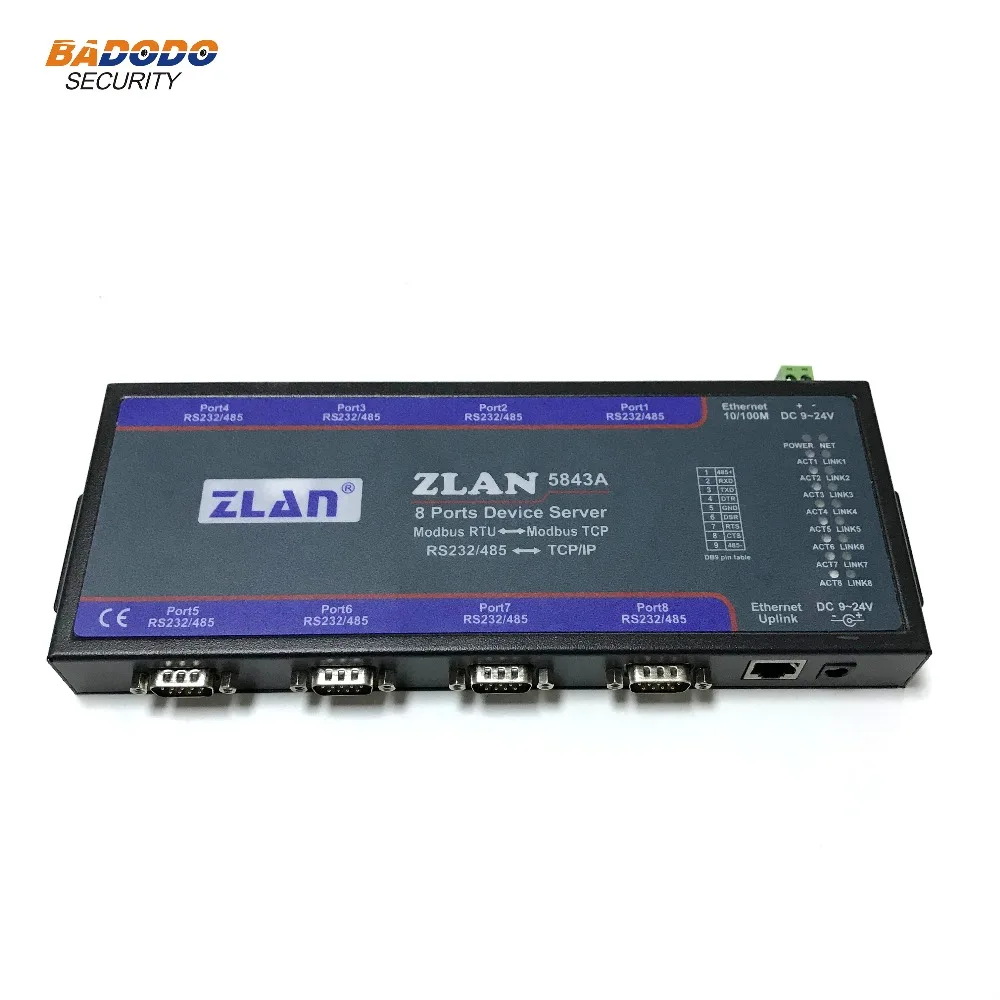 Конвертер ZLAN5843A RS232 RS485 в Ethernet с 8 портами промышленные последовательные