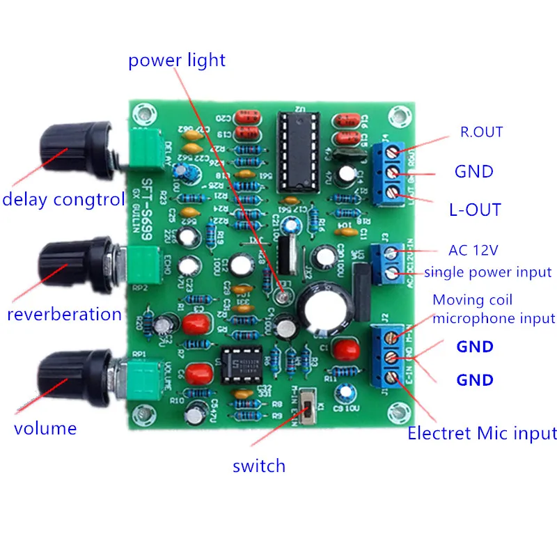 ETK3699 цифровой Kara OK Surround Reverb задержка микрофон усилитель Preamp Board|preamp board|amplifier