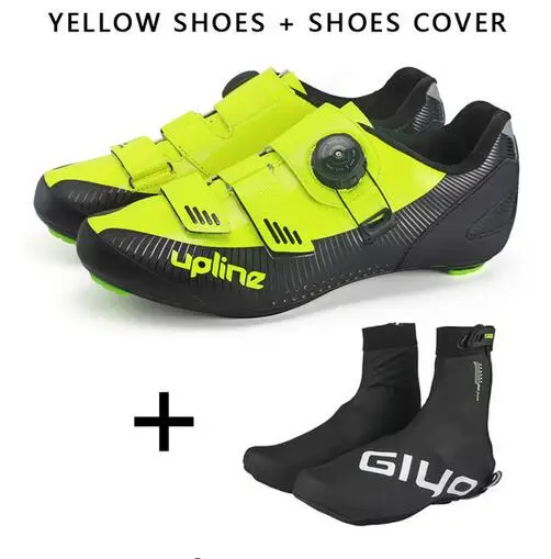 yellowand shoescover Обувь для шоссейного велоспорта SPD KEO, Ультралегкая обувь для гонок, шоссейного велосипеда, мужские и женские профессиональные велосипедные кроссовки, дышащие,, upline - Цвет: yellowand shoescover