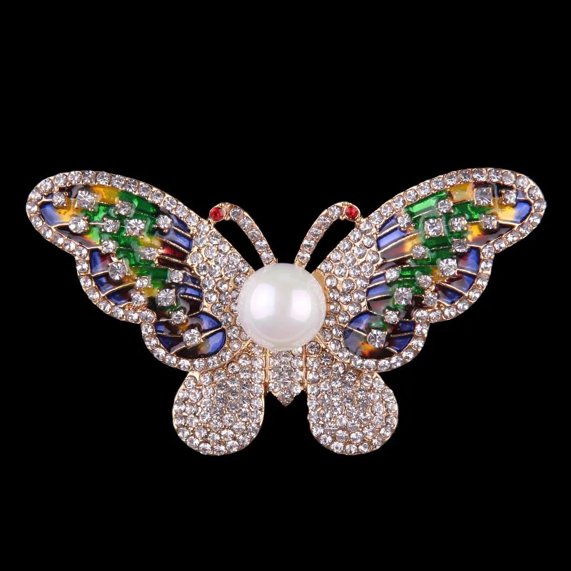 Женская Винтажная брошь в виде бабочки с кристаллами и жемчугом|beautiful brooches|brooches for