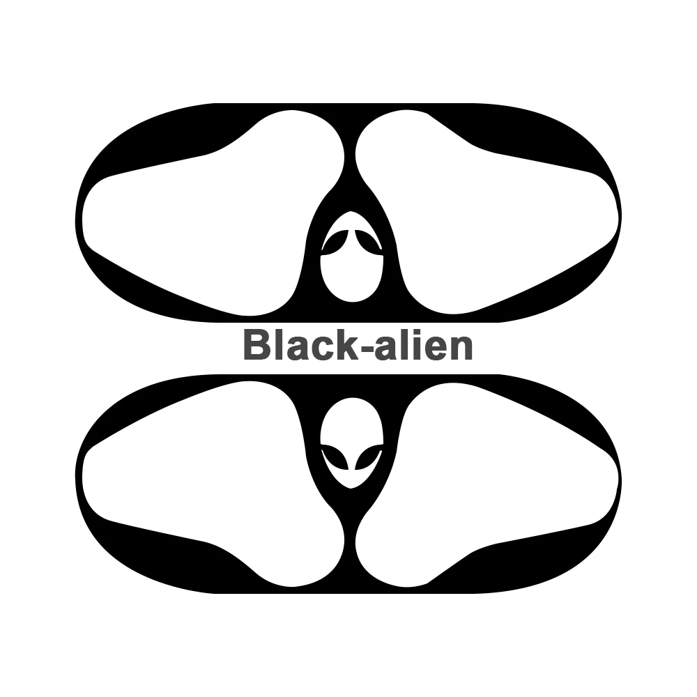 Black-alien Рисунок лошади/инопланетянина/кошки лапы ультра тонкий защитный чехол металлическая пленка наклейка защита от пыли для AirPods Airpod 1/2 - Цвет: Black-alien
