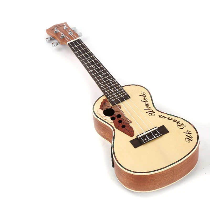 Электрическая укулеле музыкальная 23 дюймов Ель Sapele виноградное отверстие 4