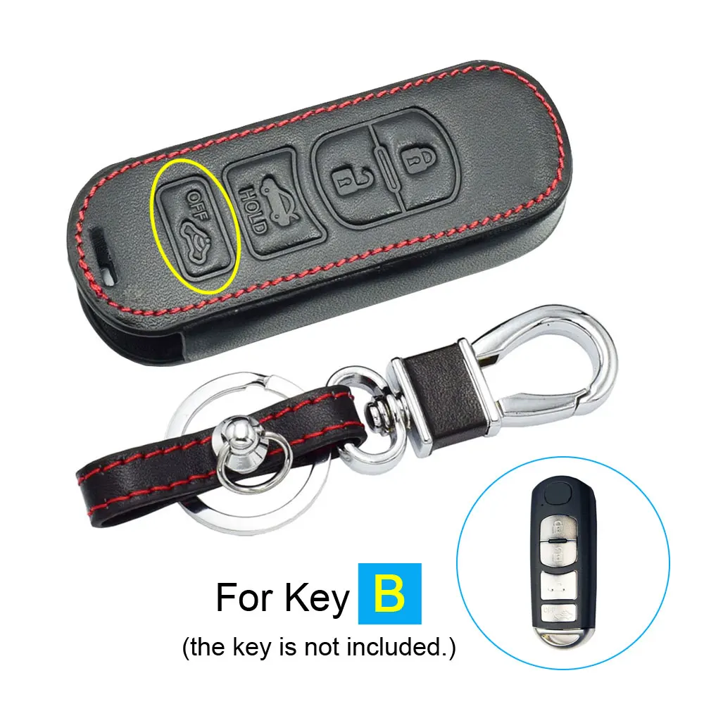 For Key B Кожаный чехол для автомобильных ключей, чехол для Mazda 3 6 MX-5 CX-5 CX-7 CX-9 SCION IA 4 кнопки чехол дистанционного брелока брелок протектор сумка авто аксессуар - Название цвета: For Key B