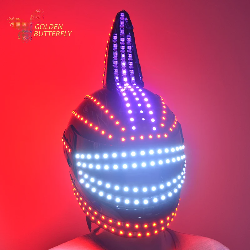 

LED helmet 2017 Unicorn helmet Monochrome Full color luminous Racing helmets RGB Waterfall effect Glowing Party DJ Robot Mask