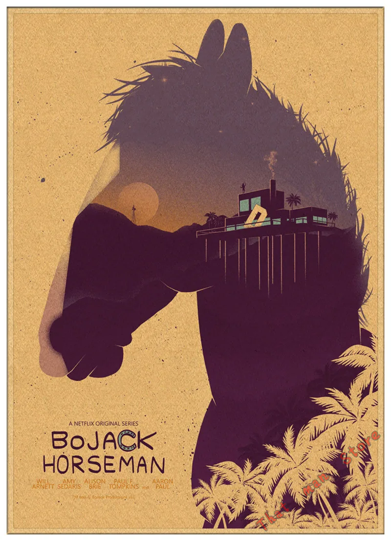 Классический ТВ bojack всадник ВИНТАЖНЫЙ ПЛАКАТ Ретро бумага Вильям Эмерсон Арнетт Рафаэль Боб-Waksberg домашний декор наклейка на стену