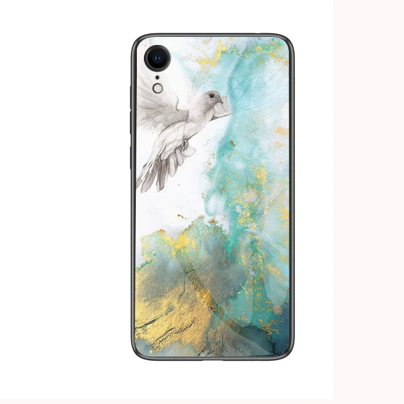 Для iphone X 7 8 Plus XS роскошное Мраморное Закаленное стекло-Броня чехол для iphone XS Max 6 6S Plus силиконовый чехол-накладка Coque Capa - Цвет: White dove marble