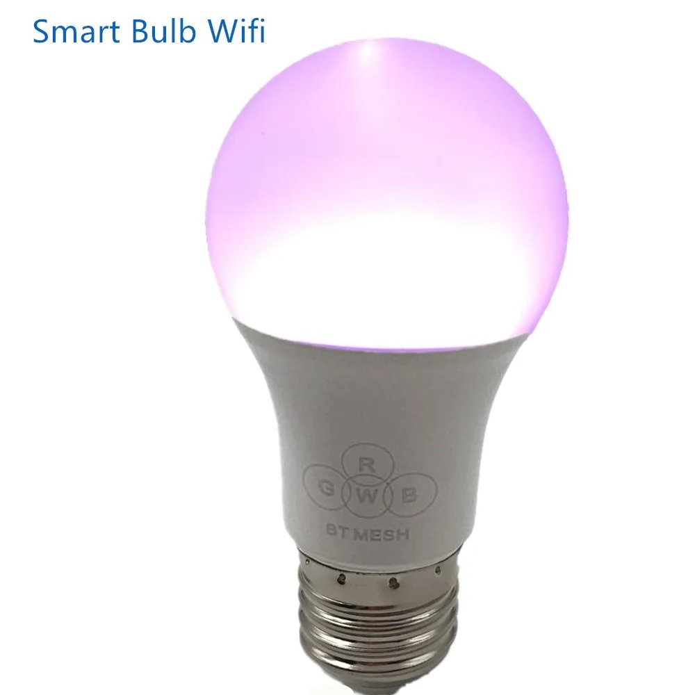 Умная лампа E27 Wifi RGB W с регулируемой яркостью Светодиодная работает 16 миллионов