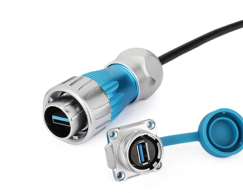 blue Cnlinko RF 1/4 байонетное соединение USB3.0 металлический корпус водонепроницаемый разъем IP67 USB3.0 разъем USB Панельное крепление гнездо для передачи данных - Цвет: blue