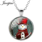 Ожерелье JWEIJIAO в виде рождественской елки, снеговика, лося, оленя, картина 25 мм, стеклянный кабошон, купол, фотоподарок, B11
