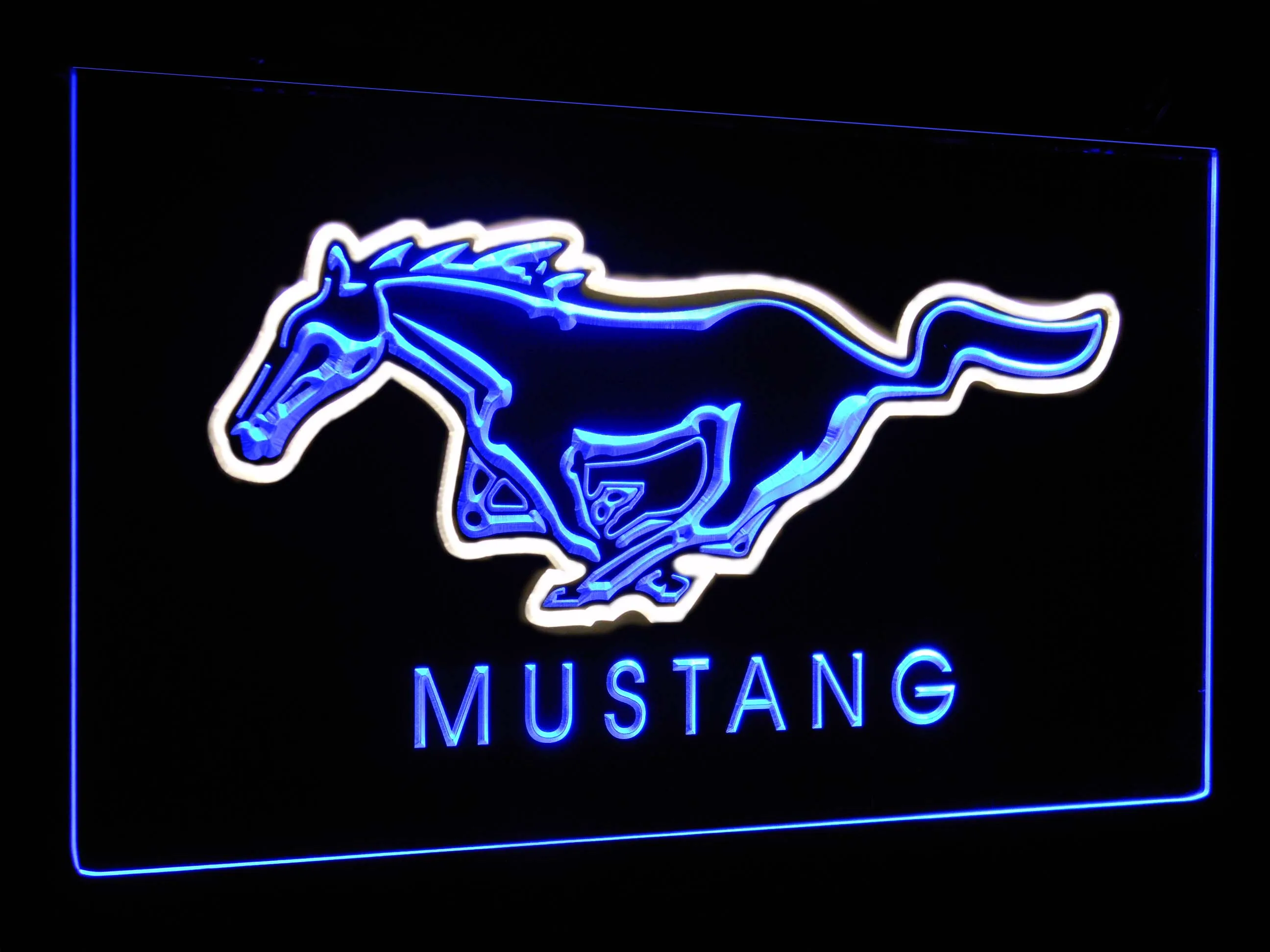 Blue and Yellow Mustang Ford Horse автомобильный бар украшение подарок двойной цвет светодиодный неоновый светильник вывески st6-d0054 - Цвет: Blue and Yellow