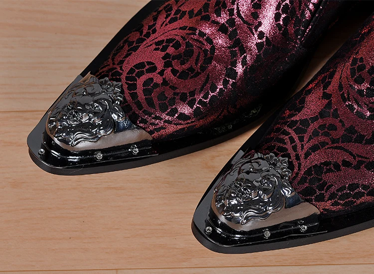 Туфли мужские Вечерние кожаные лоферы без застежки на высоком каблуке