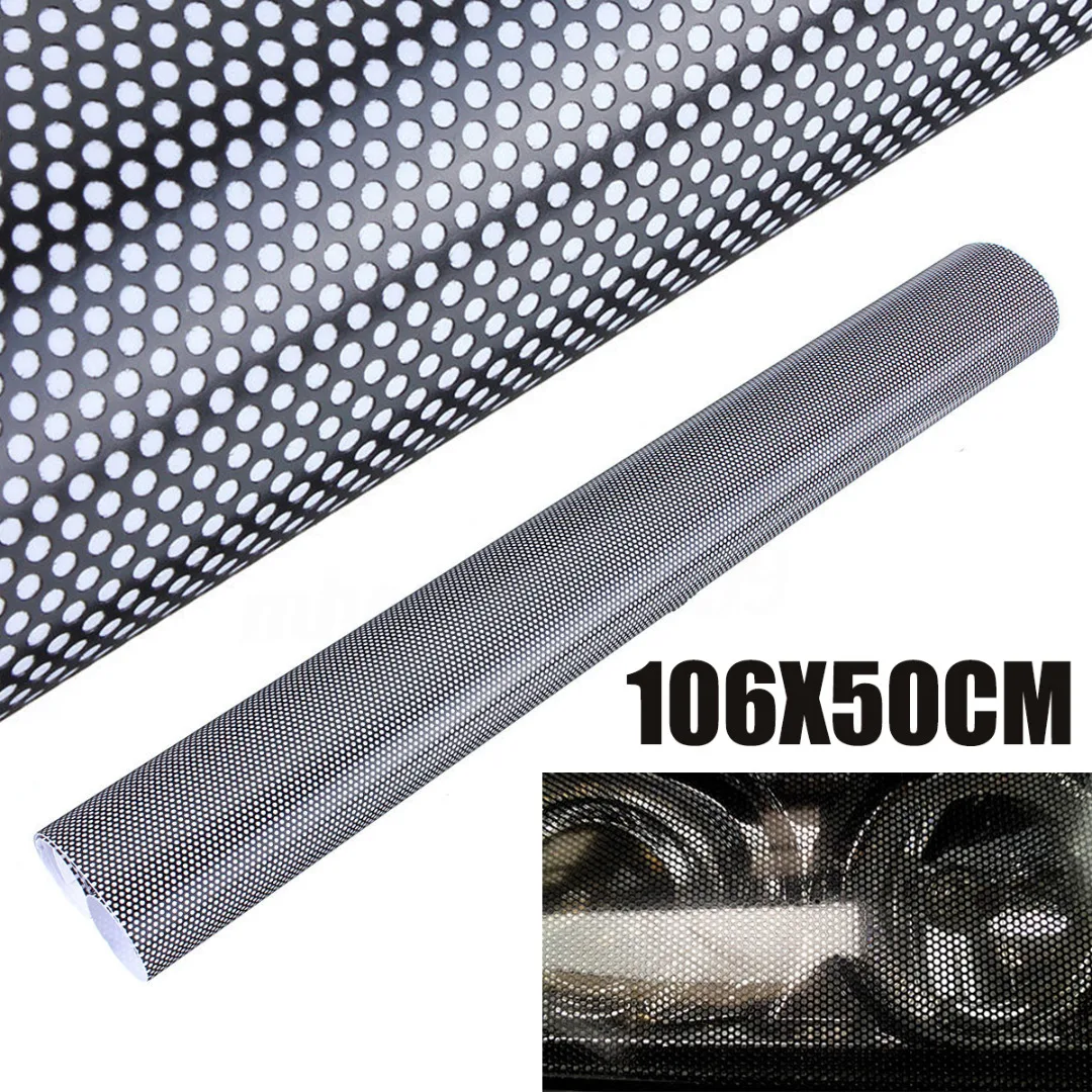 

New Arrival 1pc 106x50cm Headlight Rear Light Mesh Film Perforated Tinting Like Fly-Eye Car Light Stickers
