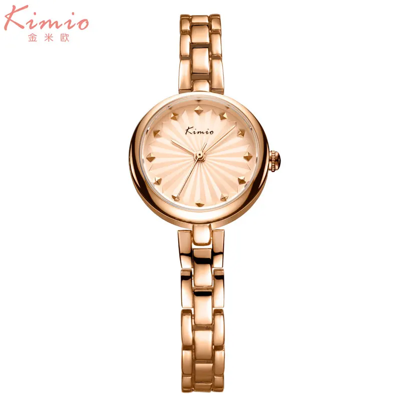 Роскошные женские кварцевые часы от бренда KIMIO с браслетом под платье цвета
