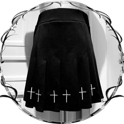 skirt Darkness женская футболка с длинным рукавом, японский стиль Харадзюку, уличная одежда, вышивка в виде сердца, женские короткие топы, жесткие топы для девушек с открытыми плечами - Цвет: skirt