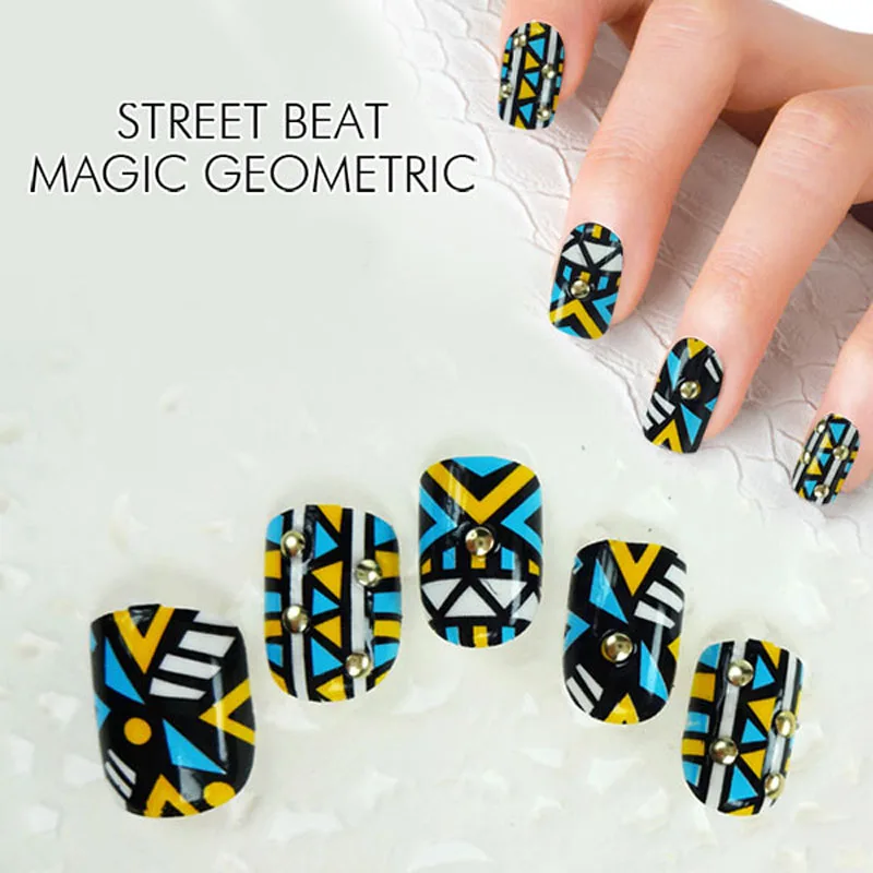 Искусственная Ongle Дизайн ногтей советы 24 шт./компл. геометрический шпильки
