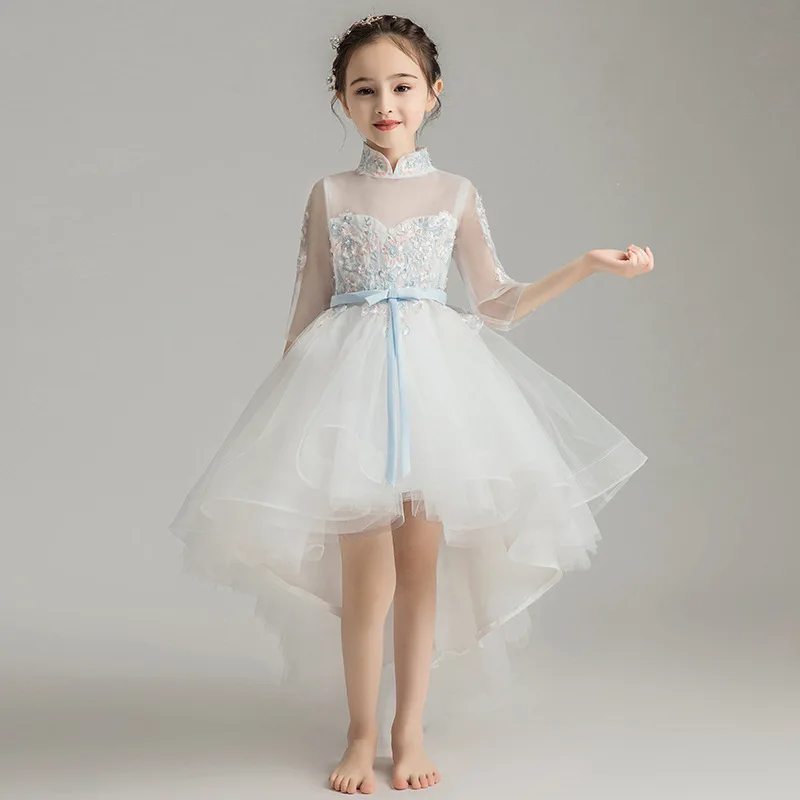 Детское Элегантное свадебное платье для девочек принцессы с жемчужными