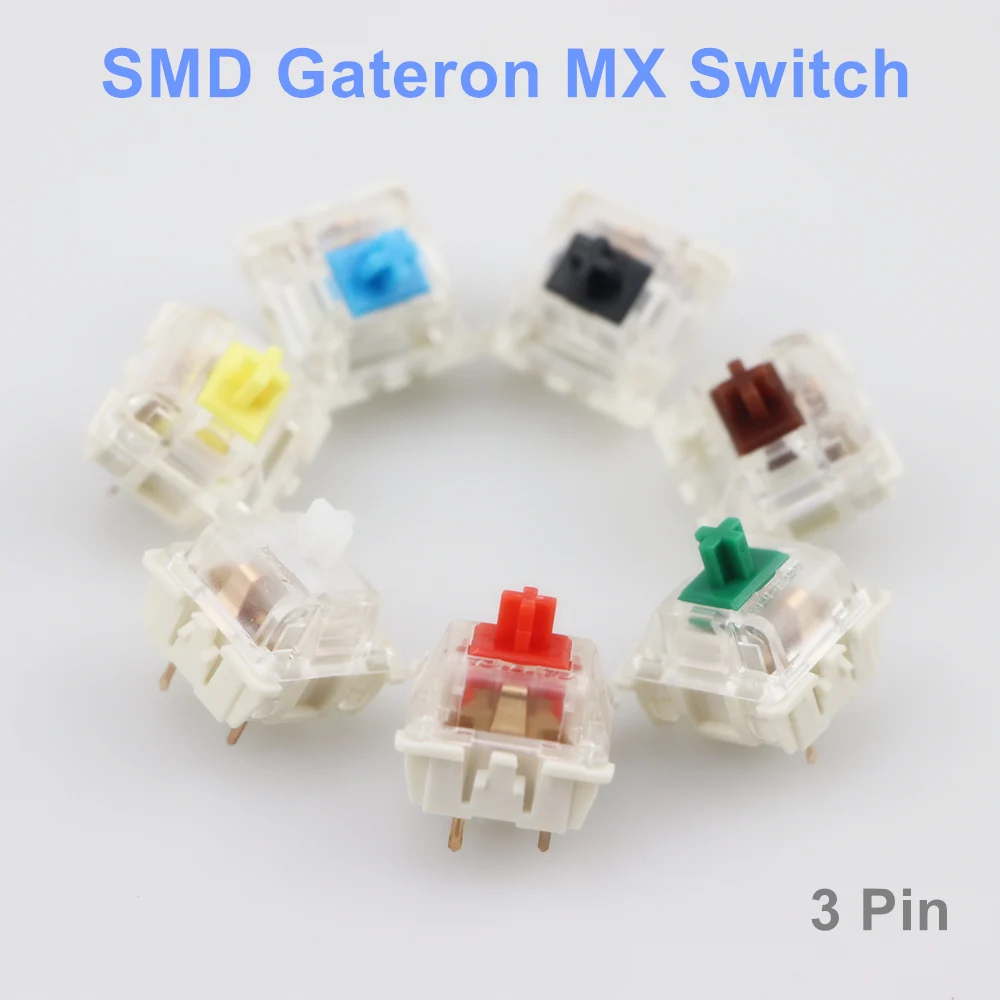 Gateron SMD Switches black red brown blue clear green yellow 3pins Gateron Switch for Mechanical Keyboard fit GK61GK64 GH60 dz60