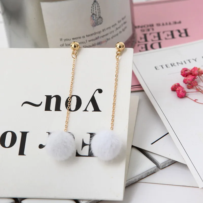 Женские длинные серьги в Корейском стиле с помпоном для волос|long earrings|earrings longplush