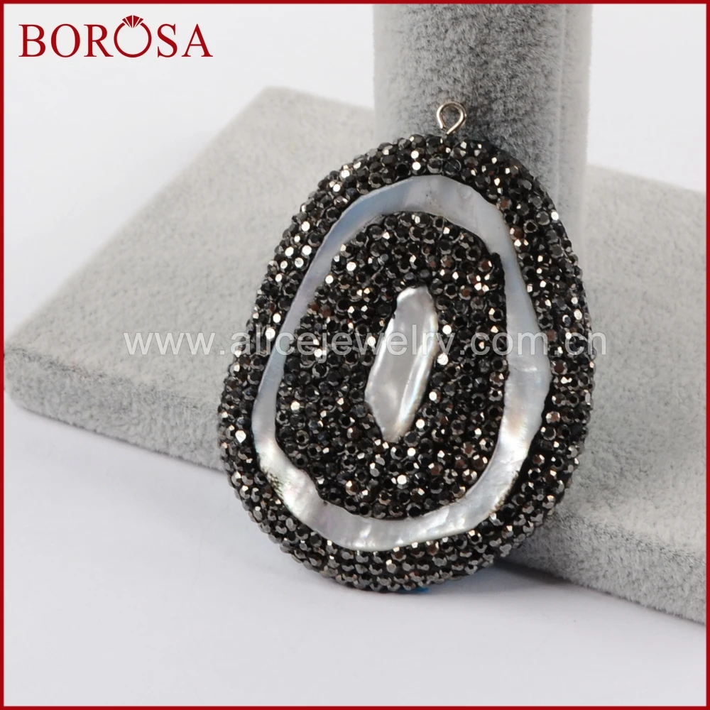 BOROSA 5 шт. Бесплатная форма натуральный жемчуг белый корпус стразы проложенный