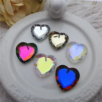 18mm charms glass faceted flat heart pendant crystal jewelry findings loose beads diy accessories wholesale new 35pcs pw00