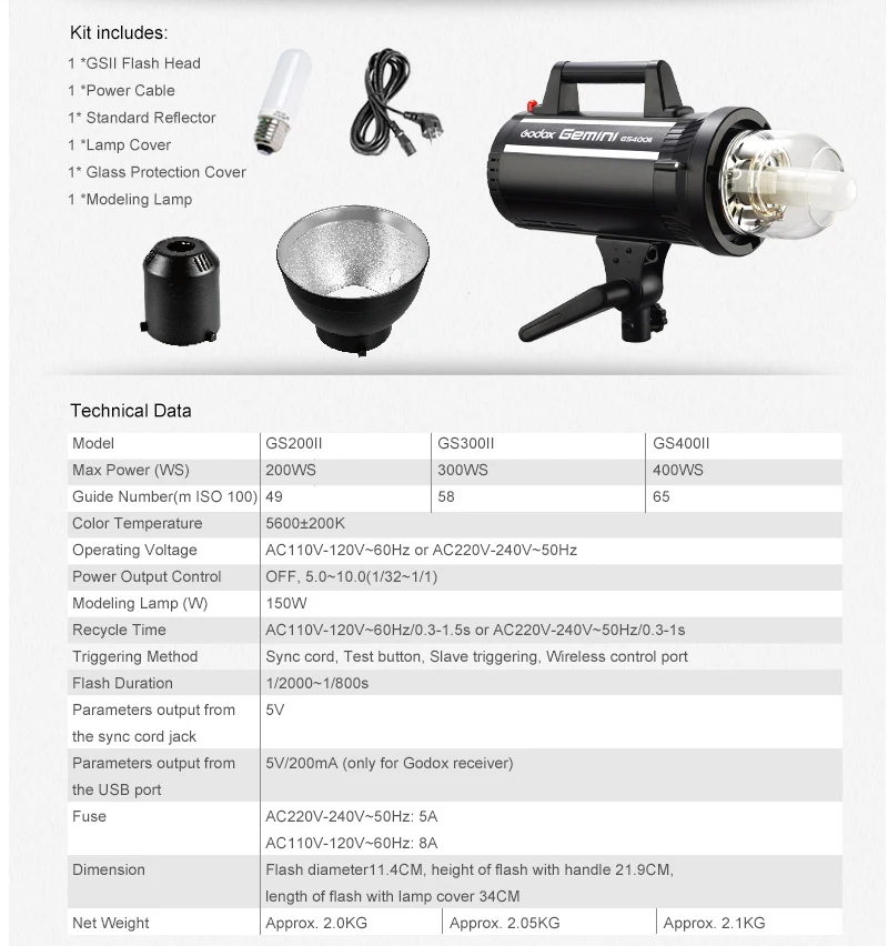 Godox GS200II 200WS/GS300II 300WS/GS400II 400WS+ X1 передатчик 2,4G Беспроводная X СИСТЕМА студийный стробоскопический светильник Светильник ing