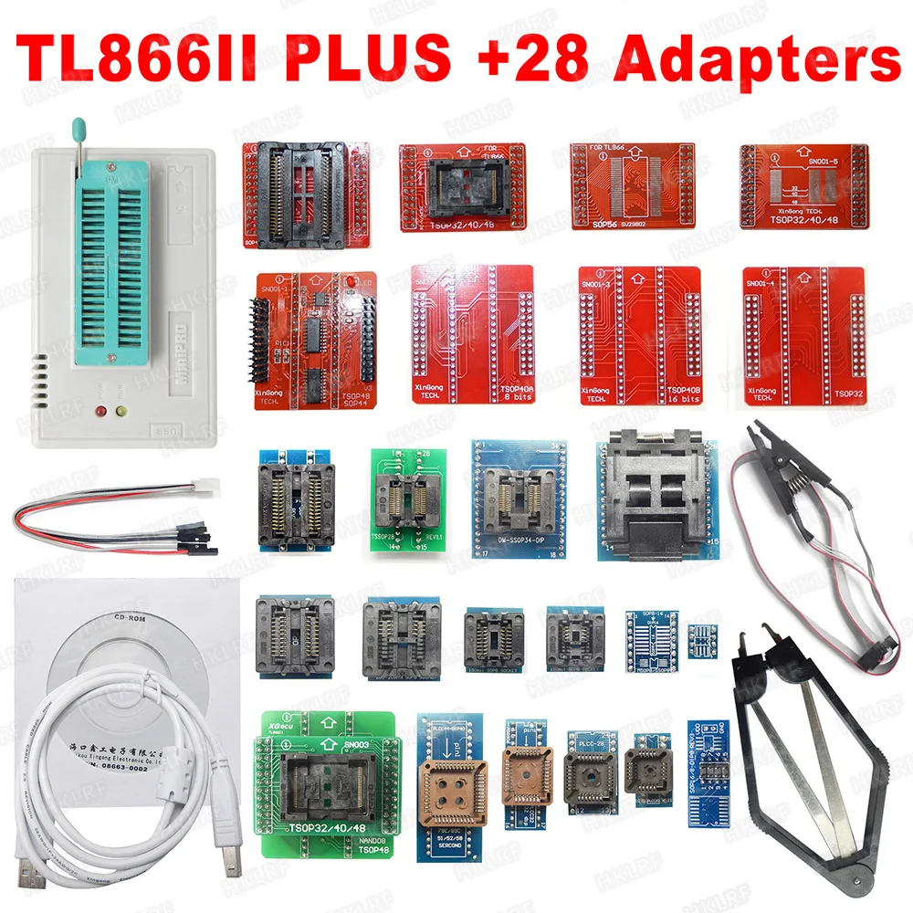 XGECU V9.0 TL866II Plus Bios Nand Programmer + 28 адаптеров TL866A TL866CS MiniPro PIC AVR 24 93 25 MCU Programmer|Интегральные