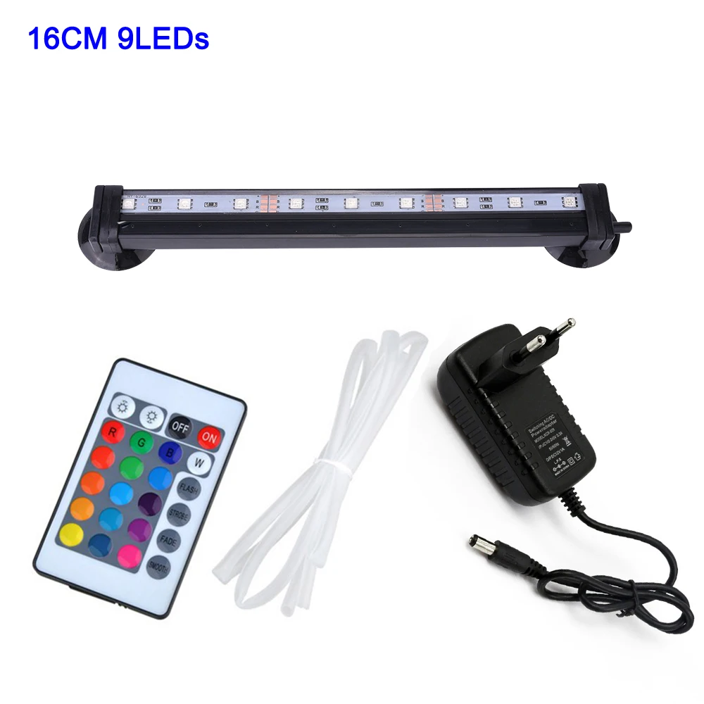 EU Plug 16cm Пульт дистанционного управления Управление RGB светодиодный аквариум светодиодный аквариумный светильник ing 16 см/26 см/31 см/46 см 5050 RGB Водонепроницаемый светодиодный лампы аквариума светильник D30 - Цвет: EU Plug 16cm