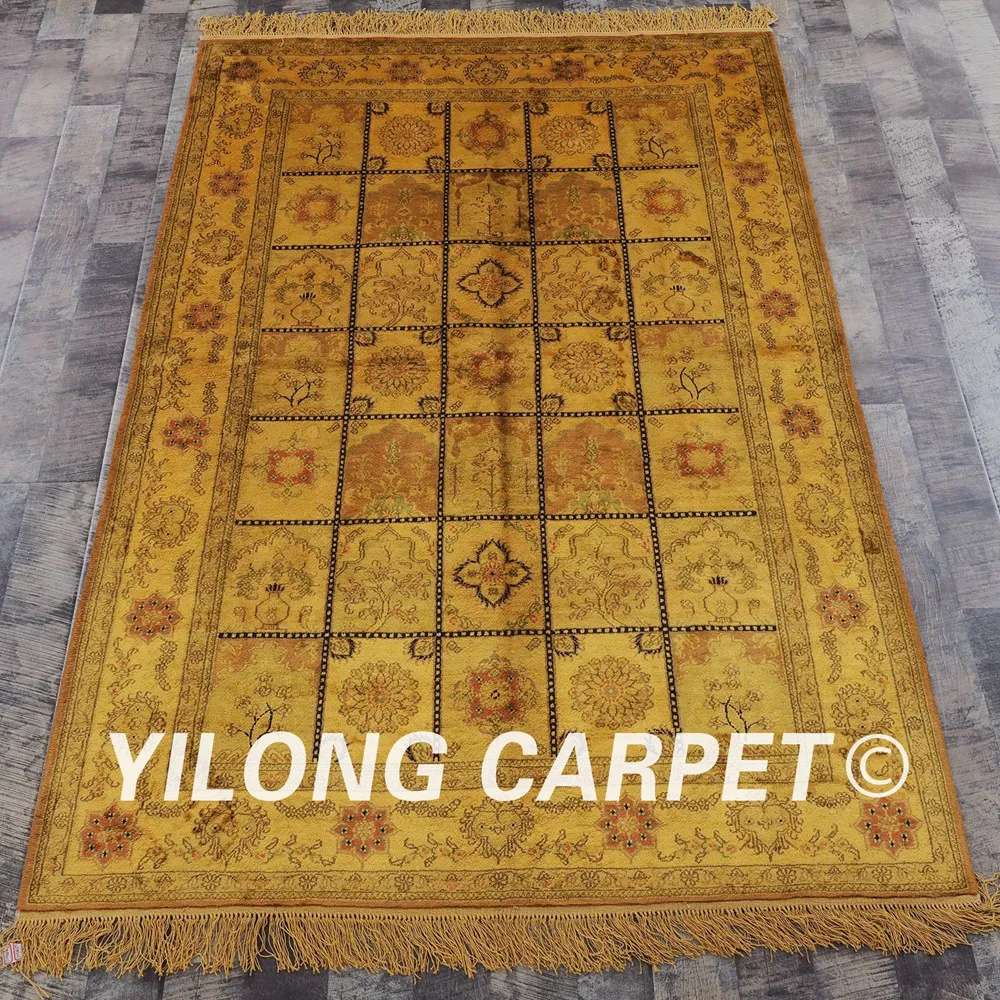 YILONG 4 'x 6' Шелковый коврик Тебриз ручной работы выгодный античный персидский