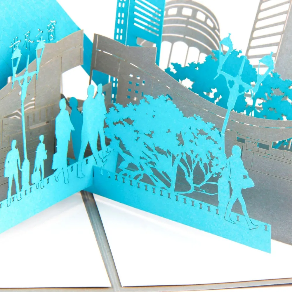 Вид на город Шэньчжэнь 3D pop up поздравительная открытка лазерной резки ориентир