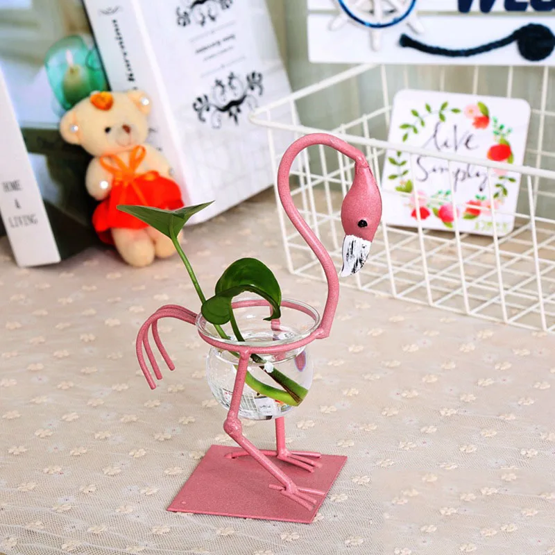 Europe Flamingo Model Water Planting Flower Home Figurines Miniatures Ornaments Furnishing Crafts Decoration Accessories Gift | Дом и сад