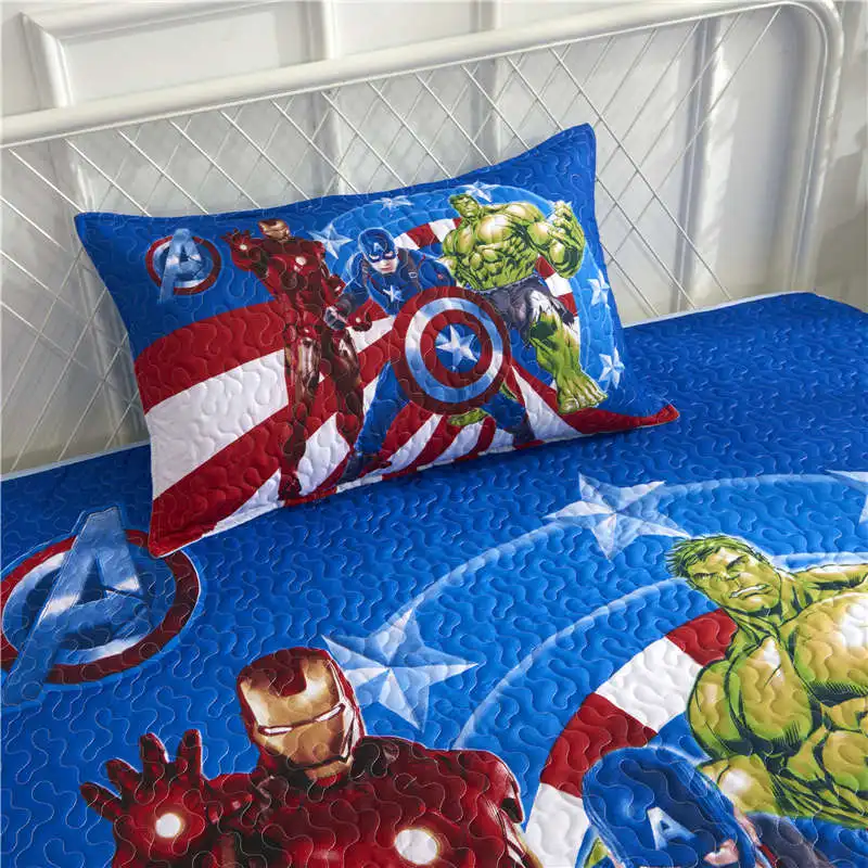 The Avengers Captain America Printed Bedding Set Twin Size Bedspread Coverlets for Kids Bedroom Decoration pillow case Children | Дом и сад