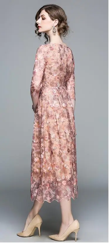 Женское Сетчатое платье с цветочной вышивкой подиумное дизайнерское длинное